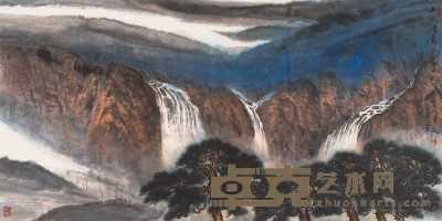 谭足 甲申（2004）年作 山水清音 镜心 68×137cm